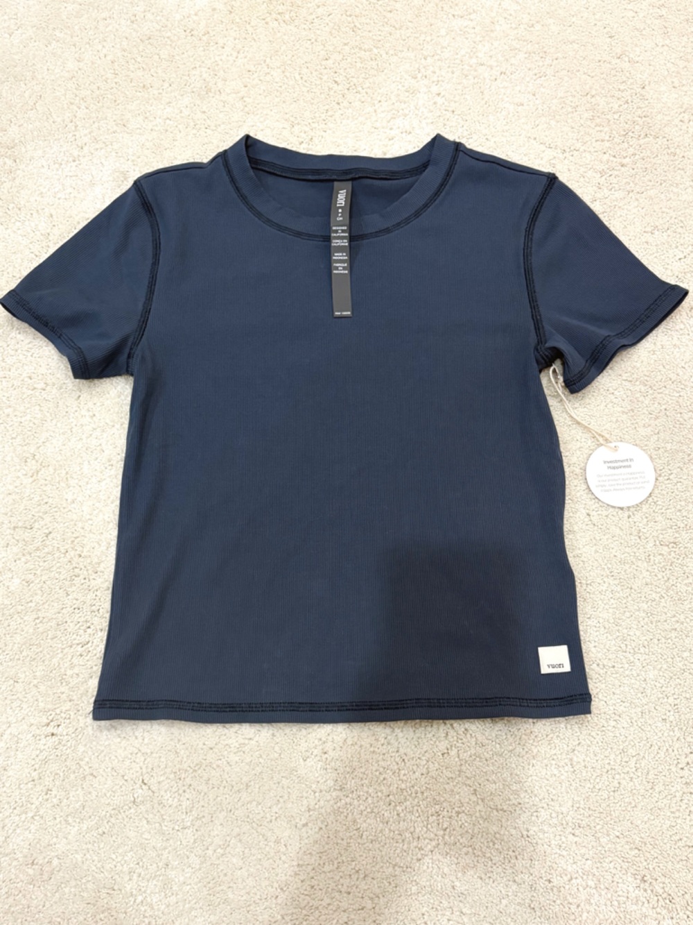 NWT Vuori Pose Fitted Cropped T-Shirt Ocean Blue Small - Picture 2 of 4